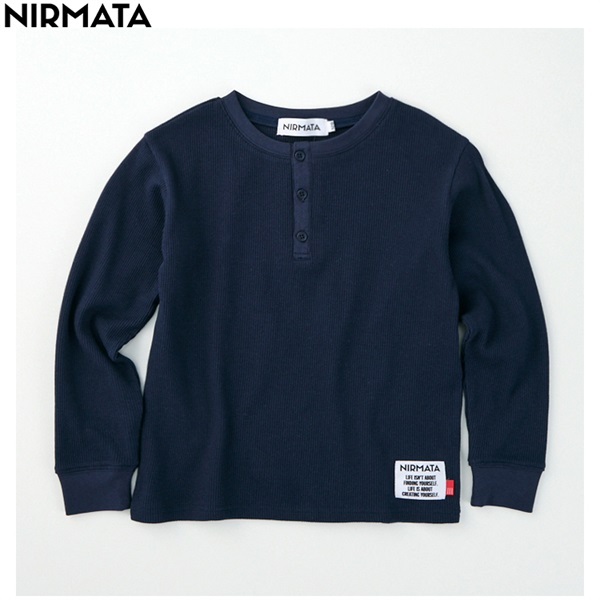 NIRMATA(ニルマータ) 長袖ヘンリーネックＴシャツ 男の子 女の子 キッズ 110cm-130cm(ネイビー-130cm)