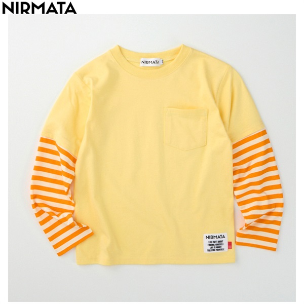 NIRMATA(ニルマータ) 長袖ボーダーＴシャツ 男の子 女の子 キッズ 110cm-130cm(イエロー-130cm)