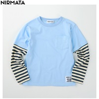 NIRMATA(ニルマータ) 長袖ボーダーＴシャツ 男の子 女の子 キッズ 110cm-130cm(サックス-110cm)