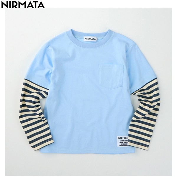 NIRMATA(ニルマータ) 長袖ボーダーＴシャツ 男の子 女の子 キッズ 110cm-130cm(サックス-120cm)