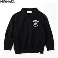 NIRMATA(ニルマータ) 長袖ラガーシャツ 男の子 女の子 キッズ 110cm-130cm(ブラック-110cm)