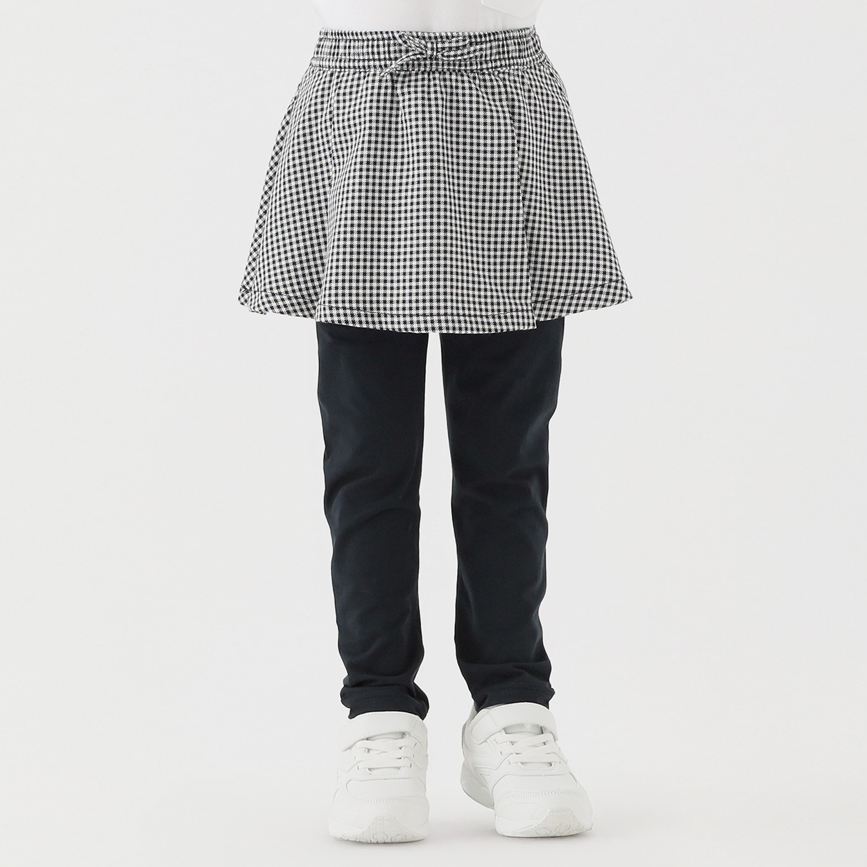先染チェックスカッツ 女の子 キッズ 100cm-130cm(ブラック-100cm)