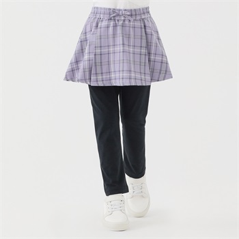 先染チェックスカッツ 女の子 キッズ 100cm-130cm(ラベンダー-100cm)