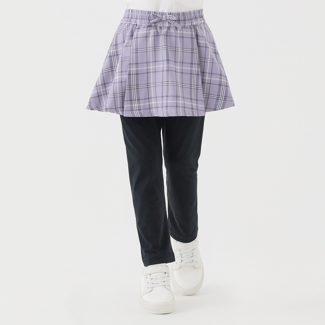 先染チェックスカッツ 女の子 キッズ 100cm-130cm(ラベンダー-120cm)