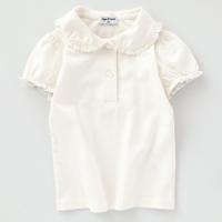 吸水速乾 半袖ブラウス キッズ 女の子 100cm 110cm 120cm 130cm(アイボリー-100cm)