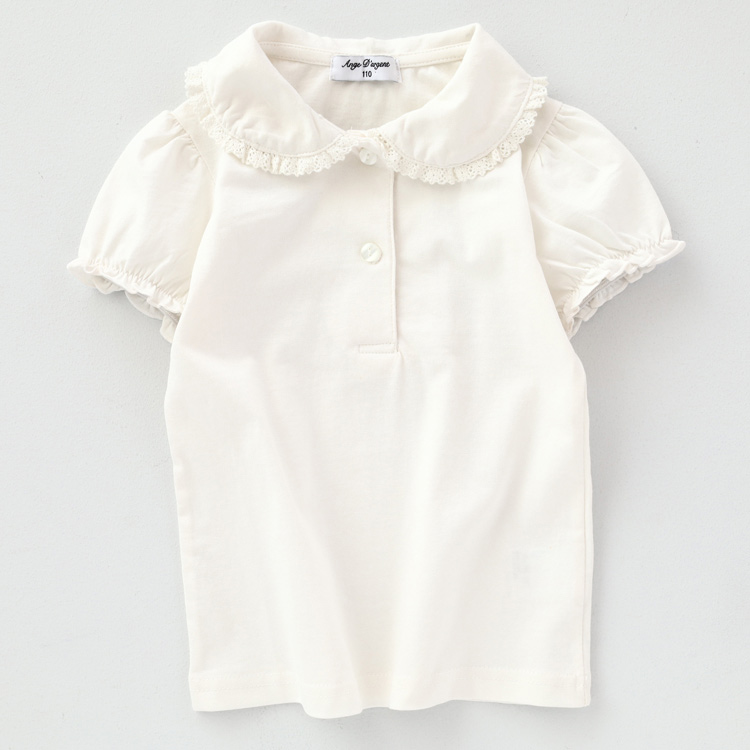 吸水速乾 半袖ブラウス キッズ 女の子 100cm 110cm 120cm 130cm(アイボリー-110cm)
