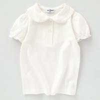 ジャガード吸水速乾 半袖ブラウス キッズ 女の子 100cm 110cm 120cm 130cm(オフホワイト-100cm)