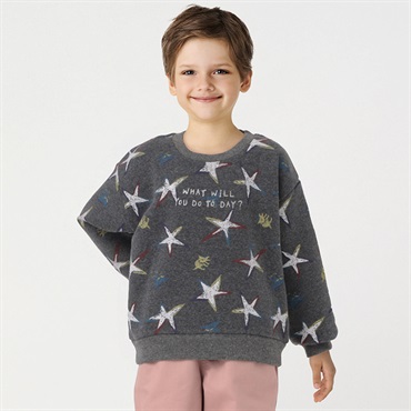 柔らかい星 パイル起毛カラフル星柄トレーナー 男の子 キッズ 100cm-130cm