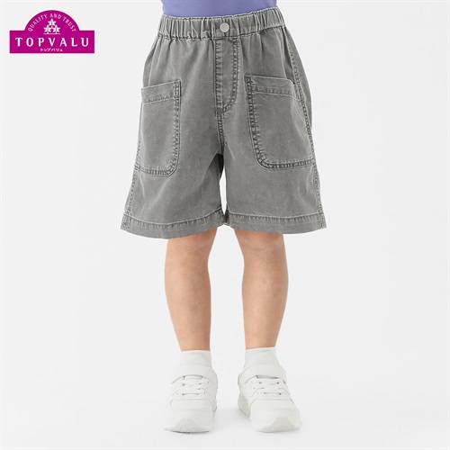ピースフィットクール　デニムハーフパンツ 男の子 トップバリュ キッズ 100cm-130cm(ブラック-100cm)
