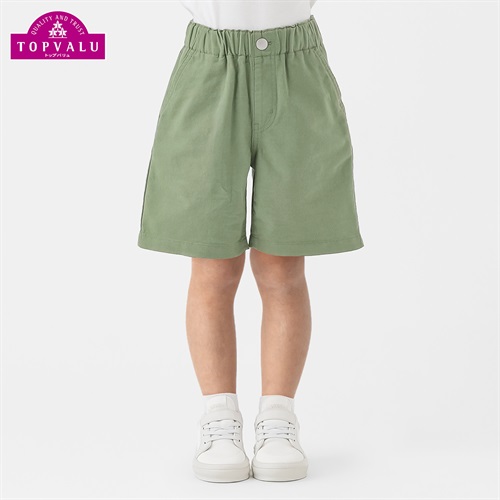 ツイルショートパンツ 男の子 トップバリュ キッズ 100cm-130cm(グリーン-100cm)