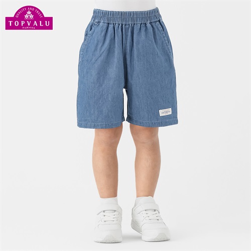 コットンハーフパンツ 男の子 トップバリュ キッズ 100cm-130cm(ブルー(デニム)-100cm)