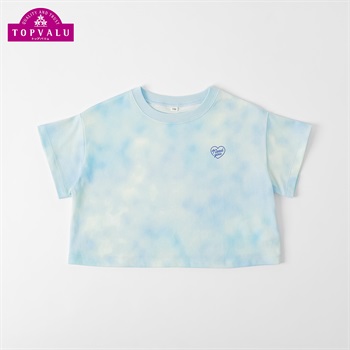 ピースフィットクール クロップド半袖Ｔシャツ 女の子 トップバリュ キッズ 100cm-130cm(サックス-100cm)