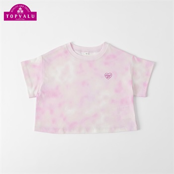 ピースフィットクール クロップド半袖Ｔシャツ 女の子 トップバリュ キッズ 100cm-130cm(ラベンダー-100cm)