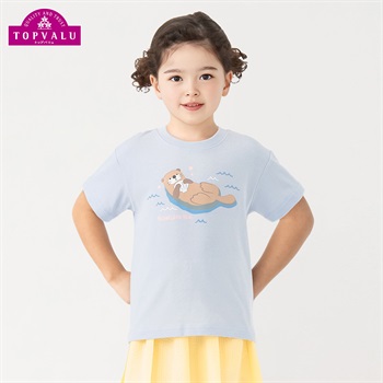ピースフィットクール アニマルプリント半袖Ｔシャツ 女の子 トップバリュ キッズ 100cm-130cm(サックス-100cm)