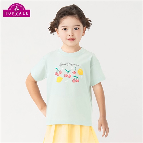 ピースフィットクール 植物プリント半袖Ｔシャツ 女の子 トップバリュ キッズ 100cm-130cm(ミントグリーン-100cm)