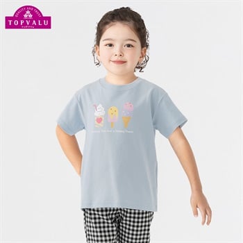 コットン衿よれにくい 3種アイスプリント半袖Tシャツ 女の子 トップ