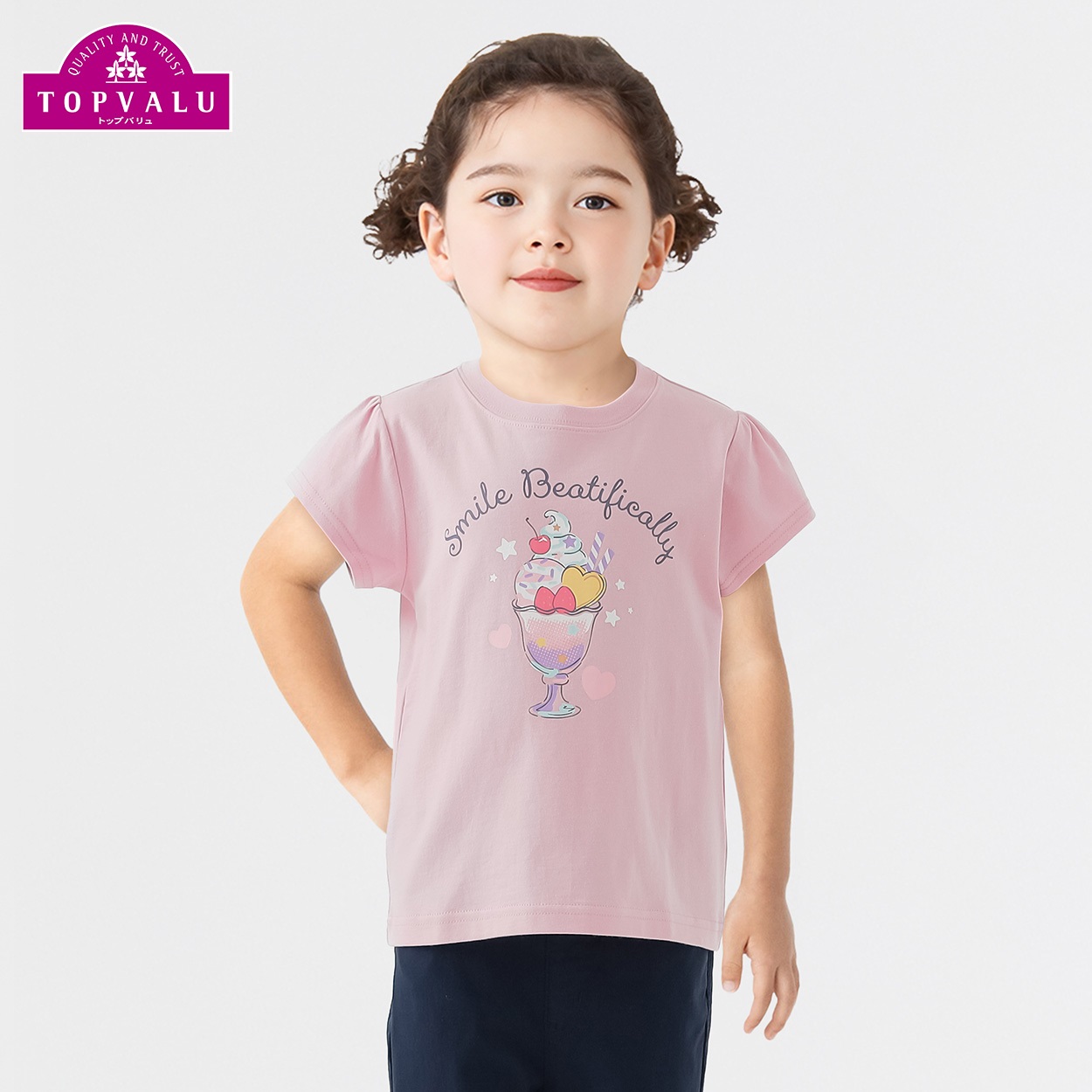 コットン衿よれにくい 3種アイスプリント半袖Tシャツ 女の子 トップ