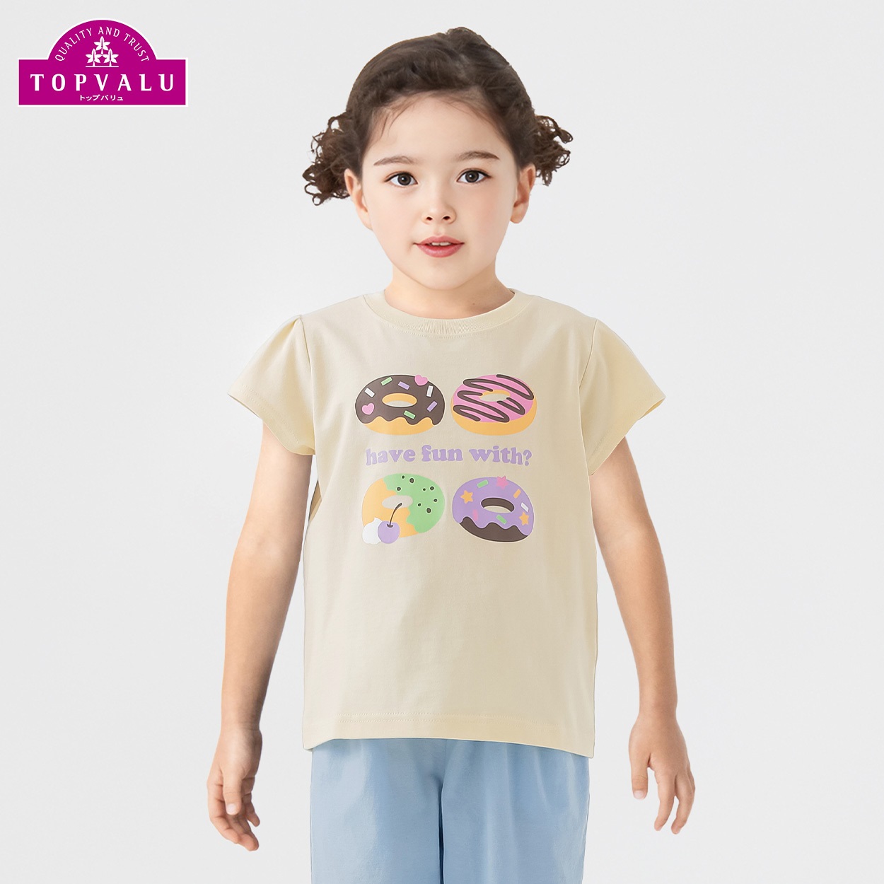 コットン衿よれにくい ユニコーンプリント半袖Tシャツ 女の子 トップ