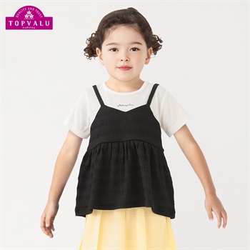 キャミ付きＴシャツ 女の子 トップバリュ キッズ 110cm-130cm(ブラック-110cm)