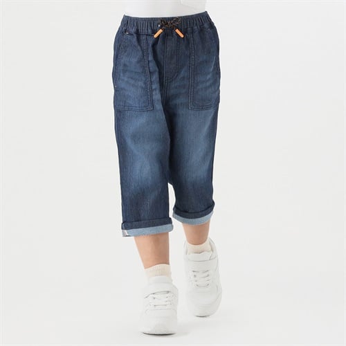 メッシュデニム七分丈パンツ 男の子 キッズ 100cm-130cm(ネイビー-100cm)