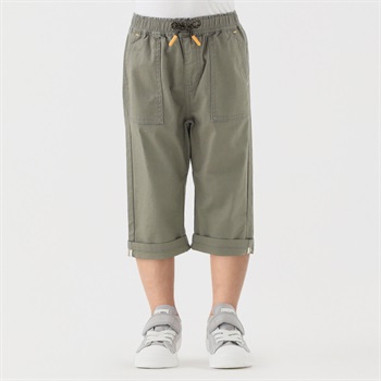 麻風ストレッチ七分丈パンツ 男の子 キッズ 100cm-130cm(カーキ-100cm)