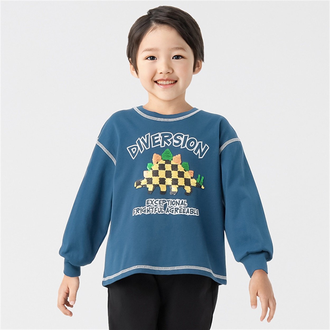 天竺ステゴサウルススパンコール長袖Tシャツ 男の子 キッズ 100cm