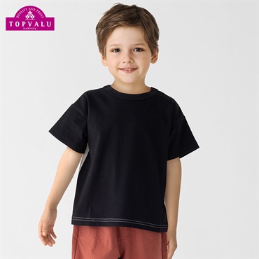 オーガニックコットン どっちも前半袖Ｔシャツ トップバリュ キッズ 男の子 100cm-130cm(ブラック-100cm)