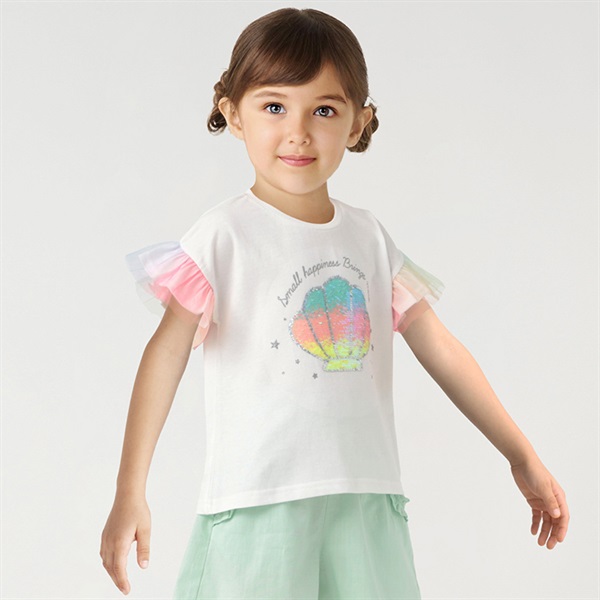 【未使用美品】スムース ナイアガラスパンコール刺繍 Tシャツグリーン9号 セール】 Ariolityスムース ナイアガラスパンコール刺繍Tシャツ