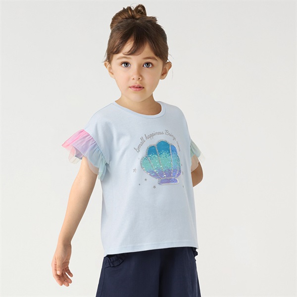 【未使用美品】スムース ナイアガラスパンコール刺繍 Tシャツグリーン9号 BPF01_220_2207-53043_0100?$