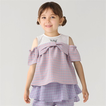 PIAMON(ピアモン) リボンチェックブラウス キッズ 女の子 110cm-130cm