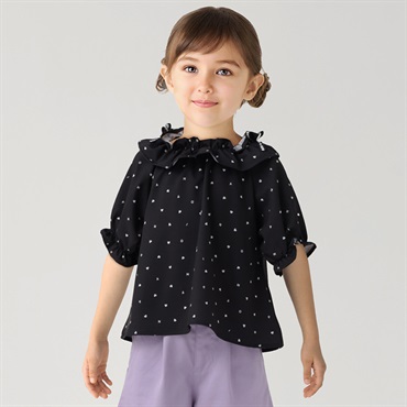 PIAMON(ピアモン) ハートロゴブラウス キッズ 女の子 110cm-130cm(ブラック-120cm)