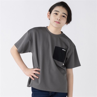 胸ポケット付バックロゴ半袖Tシャツ 男の子 キッズ 130cmｰ160cm