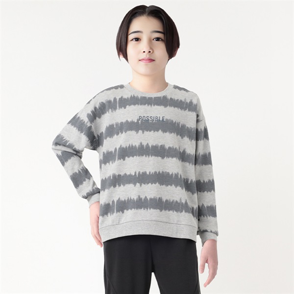 裏毛 タイダイ風ボーダープリントトレーナー 男の子 キッズ 130cm