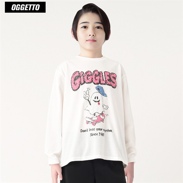 1/3ドール用オバケ袖シャツ お茶会柄(白)ネックレスセット OGGETTO(オジェット) オバケハッポウプリント長袖Tシャツ 男の子