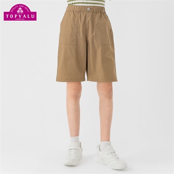 コットンリップストップ ハーフパンツ 男の子 トップバリュ キッズ 130cm-160cm(ベージュ-130cm)