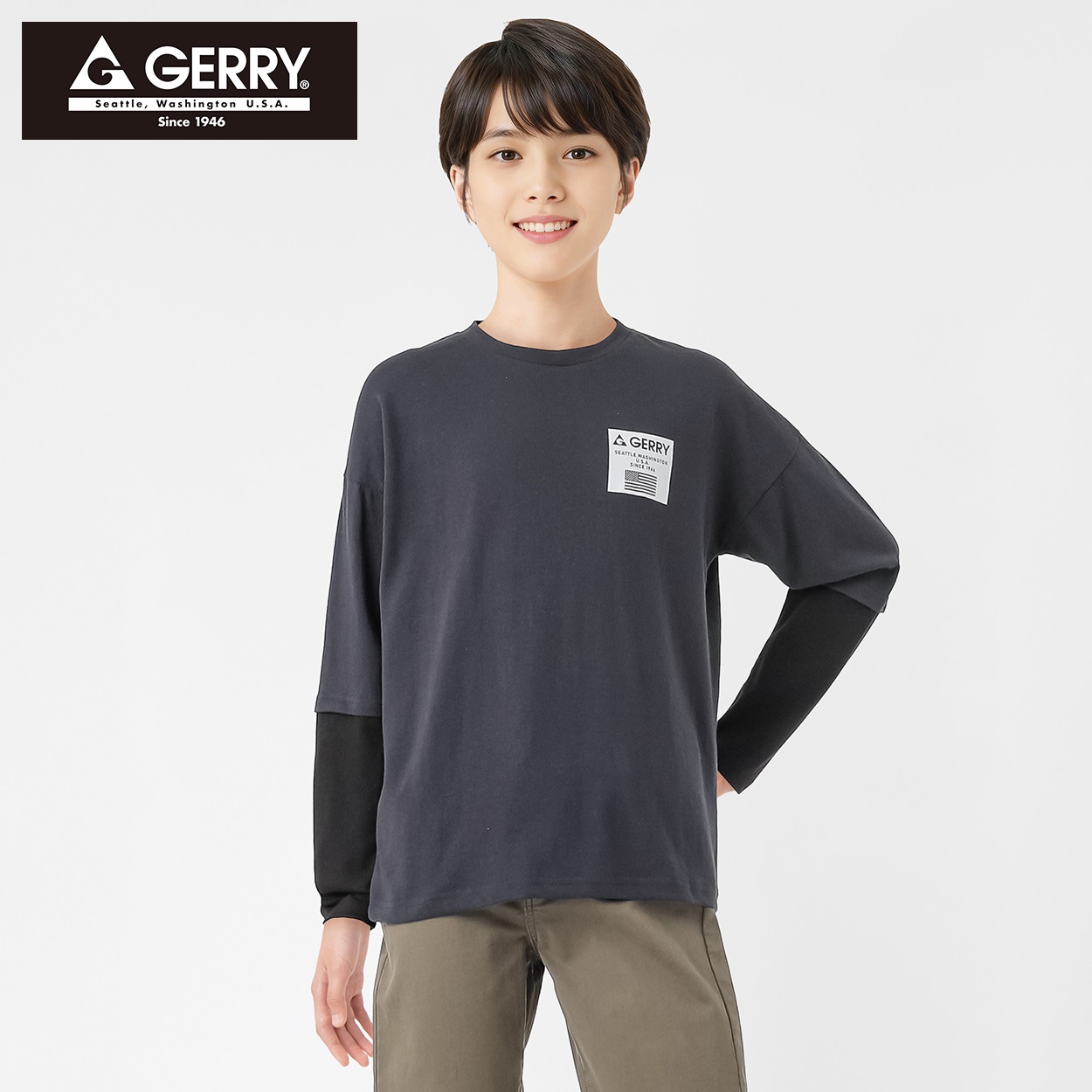 GERRY(ジェリー) フェイクレイヤー長袖Tシャツ 男の子 女の子 キッズ