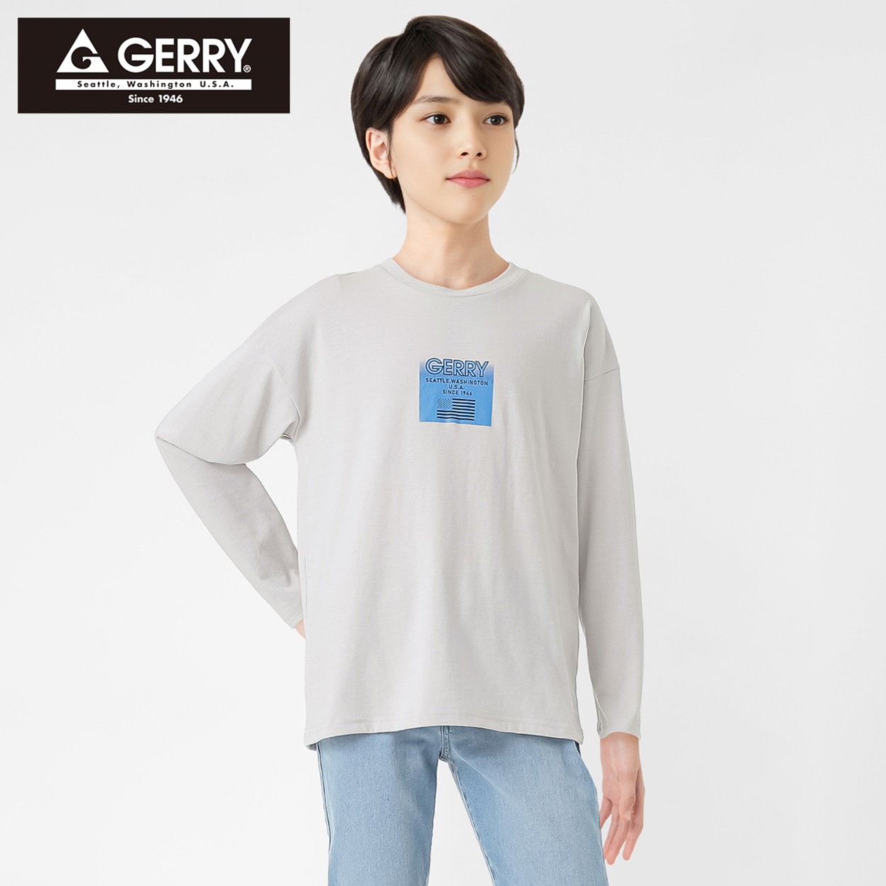 GERRY(ジェリー) バック縦プリント長袖Tシャツ 男の子 女の子 キッズ