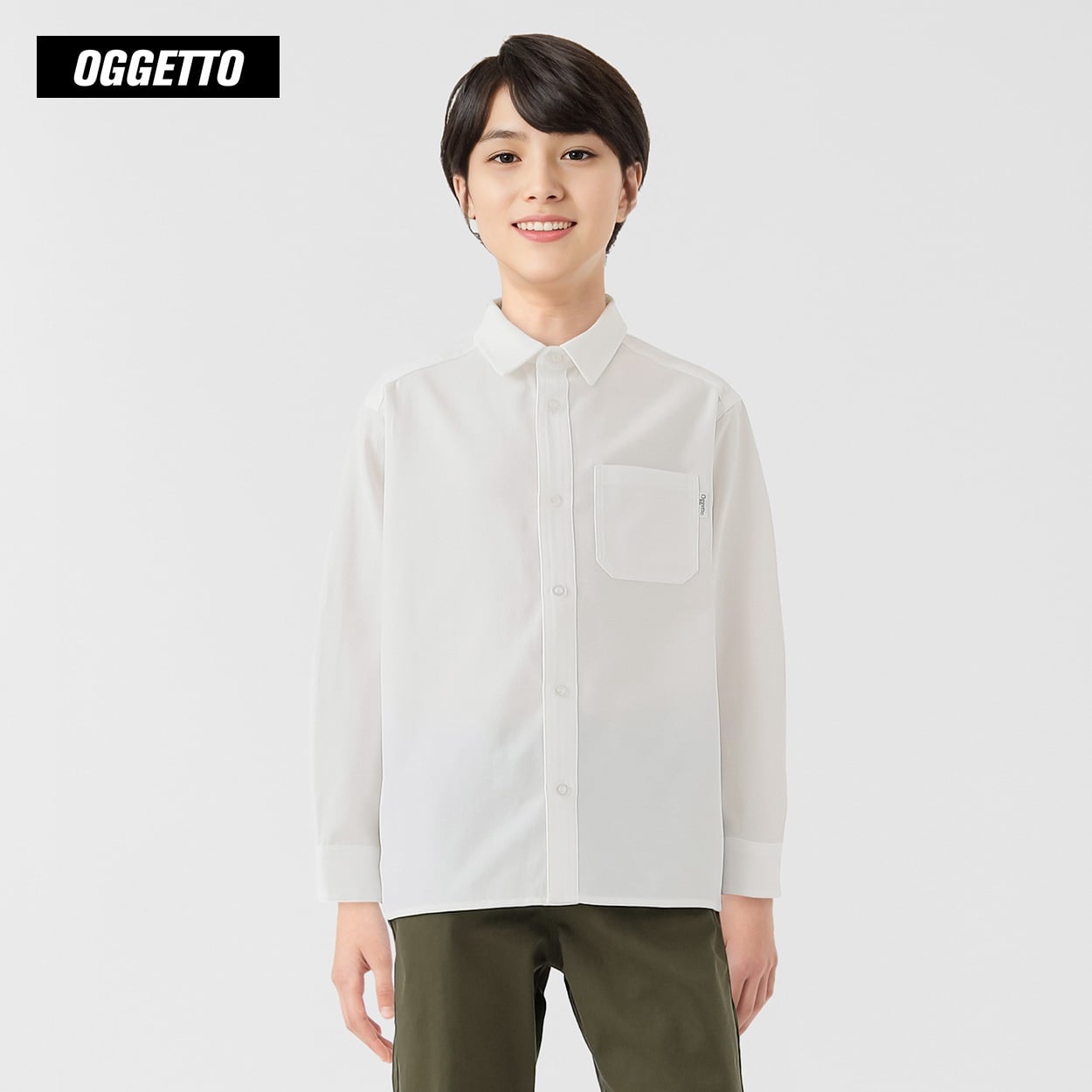 OGGETTO(オジェット) オックスシャツ 男の子 キッズ 140cm-170cm(ホワイト-140cm)