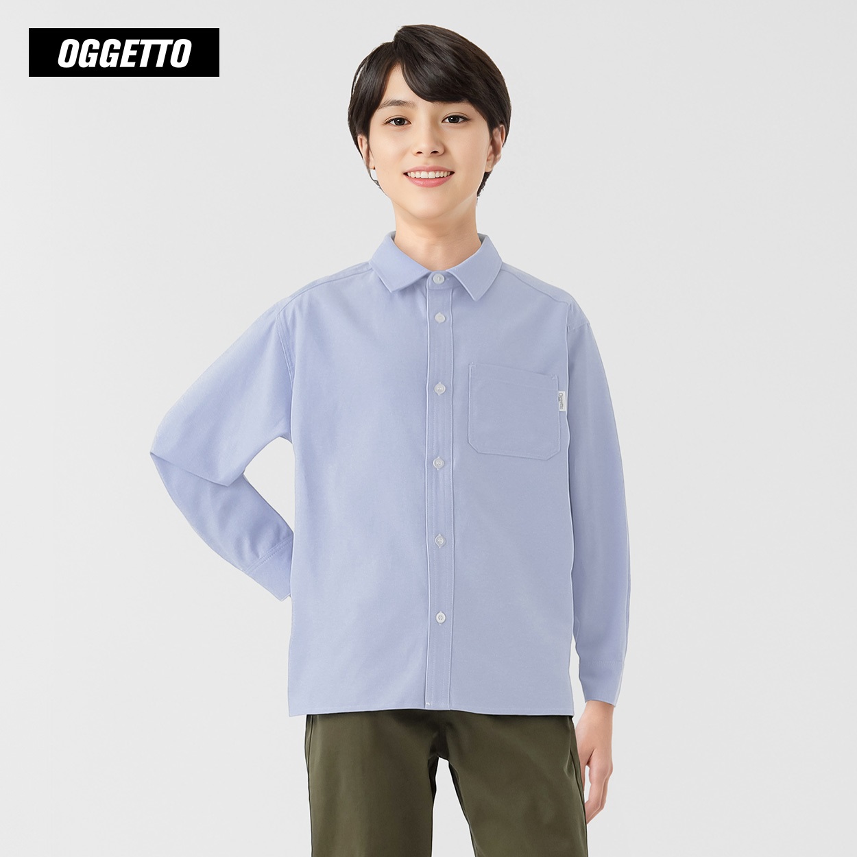 OGGETTO(オジェット) オックスシャツ 男の子 キッズ 140cm-170cm(サックス-160cm)