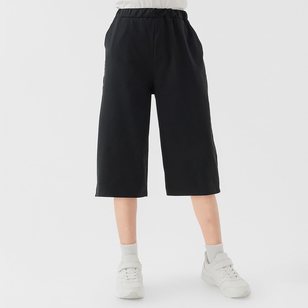 エステル天竺バック布帛ポケット７分パンツ 男の子 キッズ 130cm-170cm(ブラック-150cm)