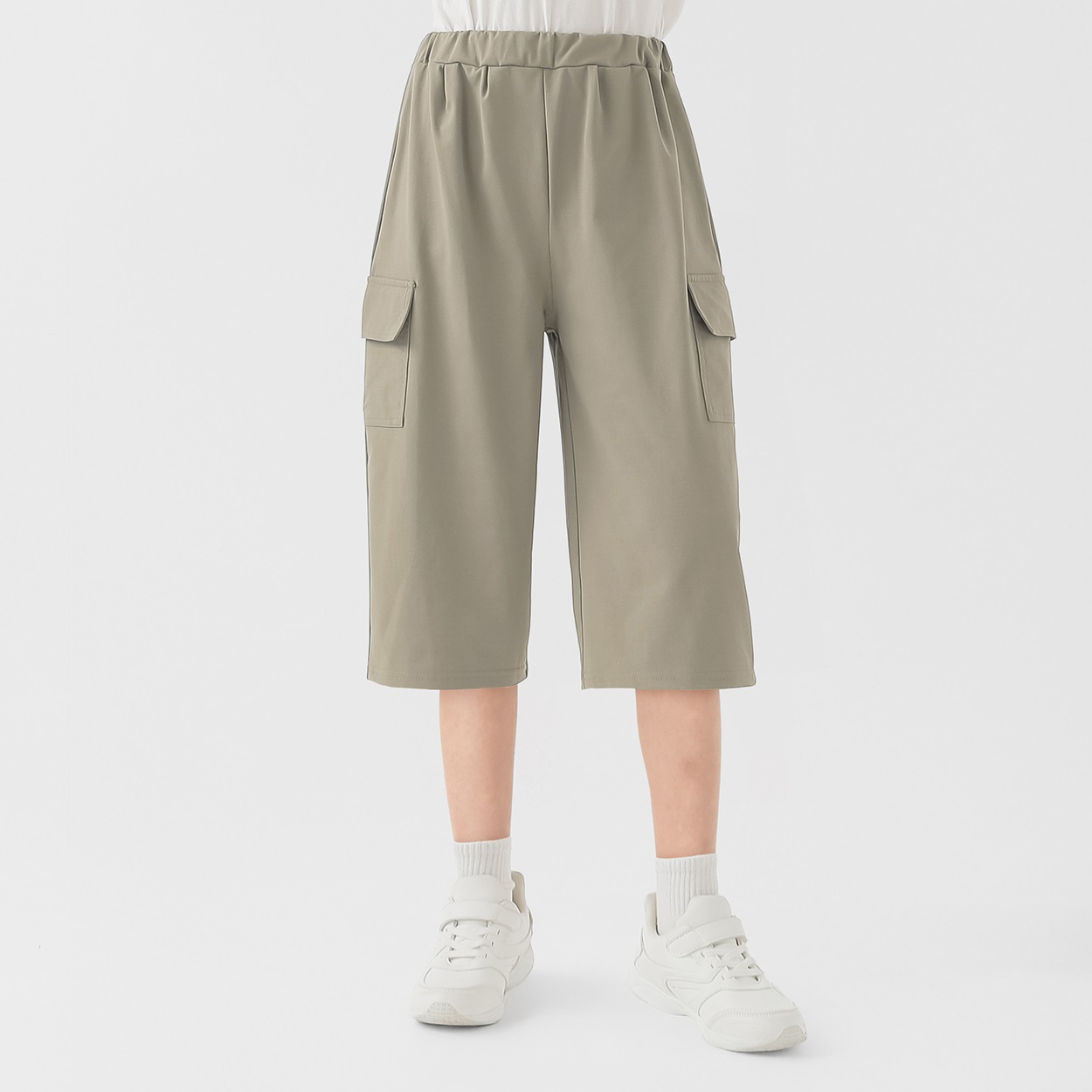 エステル天竺カーゴポケット７分パンツ 男の子 キッズ 130cm-170cm(カーキ-130cm)