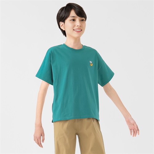 空紡糸天竺刺繍ビッグシルエットＴシャツ 男の子 キッズ 130cm-170cm(グリーン-130cm)