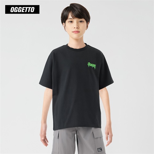 OGGETTO(オジェット) バックジェルプリントＴシャツ 男の子 キッズ 140cm-170cm(ブラック-140cm)