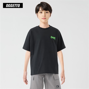 OGGETTO(オジェット) バックジェルプリントＴシャツ 男の子 キッズ 140cm-170cm(ブラック-140cm)