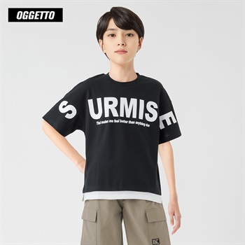 OGGETTO(オジェット) 裾フェイクレイヤードＴシャツ 男の子 キッズ 140cm-170cm(ブラック-140cm)