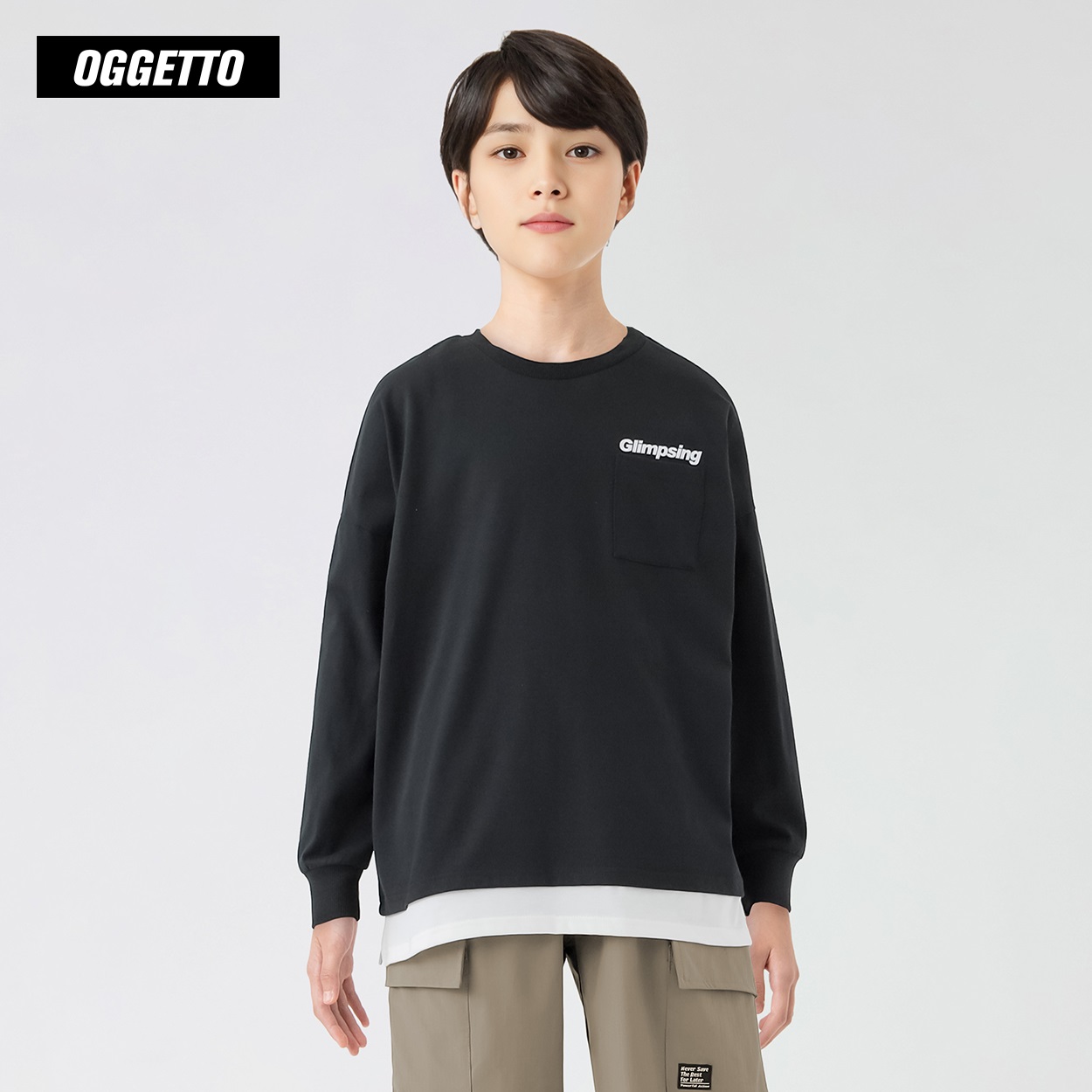 OGGETTO(オジェット) フェイクレイヤードＴシャツ 男の子 キッズ 140cm-170cm(ブラック-160cm)