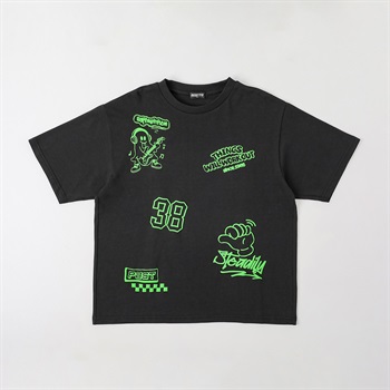OGGETTO(オジェット) フロント発泡プリントTシャツ キッズ 男の子 140cm-170cm(ブラック-140cm)