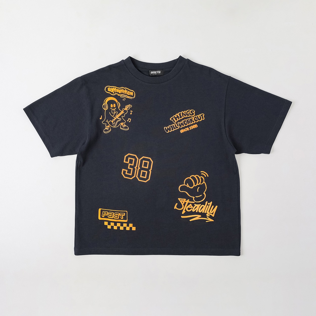 OGGETTO(オジェット) フロント発泡プリントTシャツ キッズ 男の子 140cm-170cm(ネイビー-160cm)