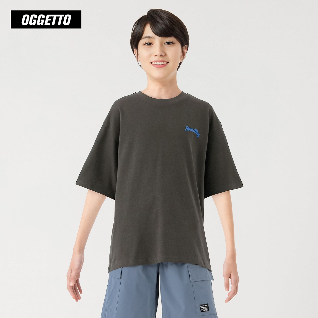 OGGETTO(オジェット)  オバケバック9連Tシャツ キッズ 男の子 140cm-170cm(チャコールグレー-160cm)