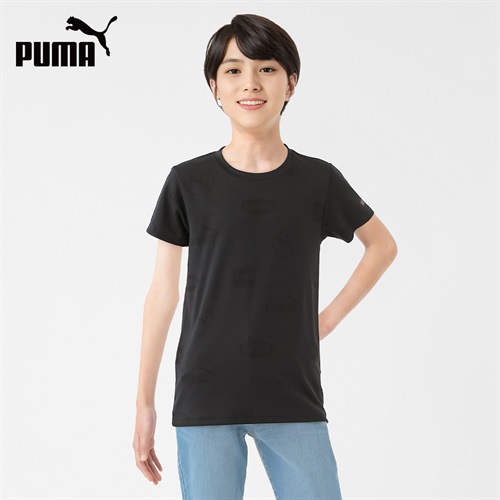 PUMA プーマ 半袖ジャガードシャツ 男の子 キッズ 130cm-160cm(ブラック-130cm)